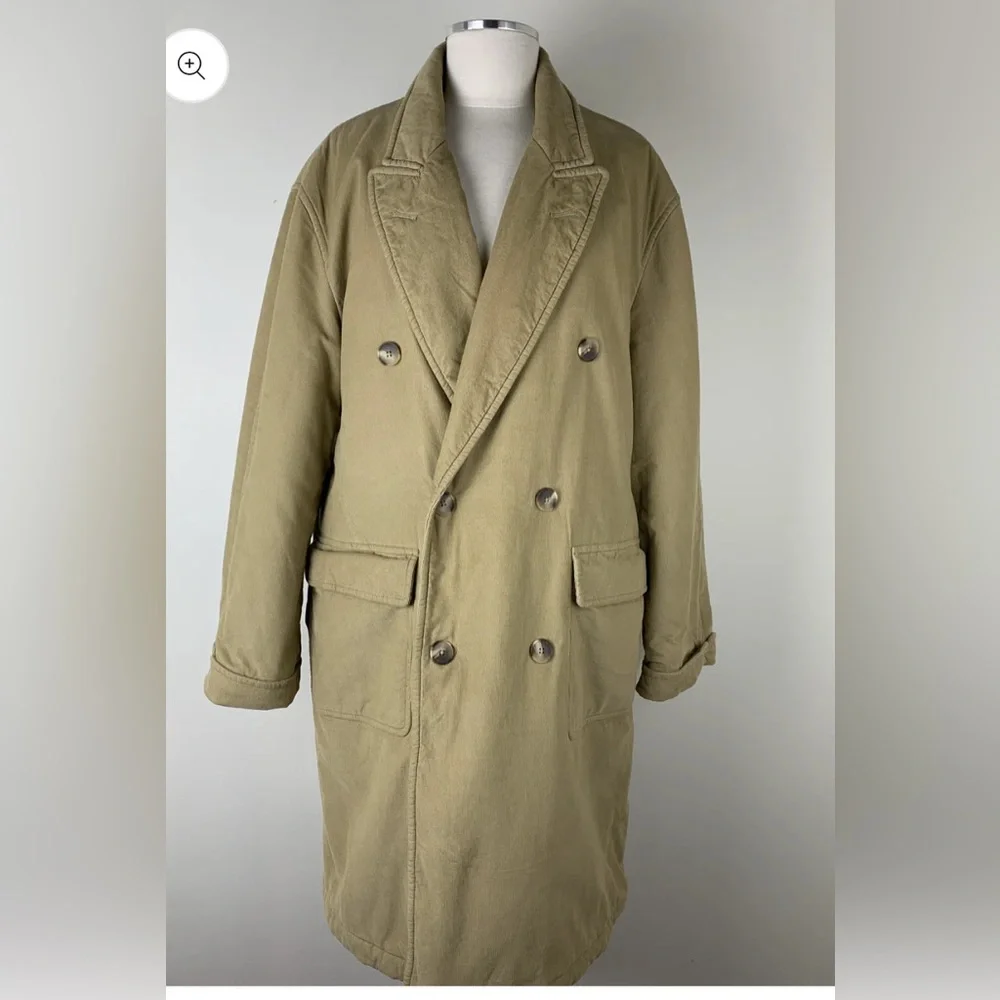 Denimist Peak Lapel Corduroy women’s Tan Double-Breasted Coat NWT